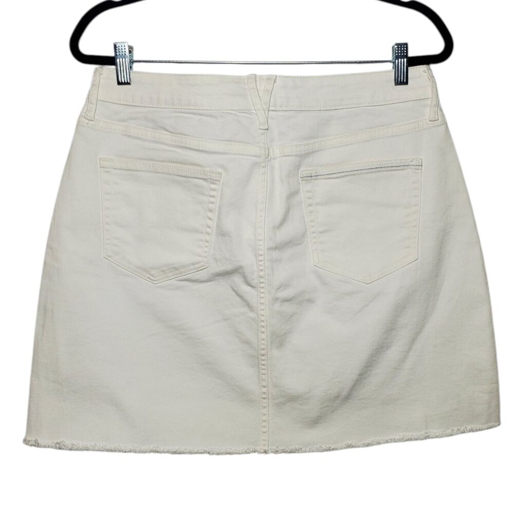 NWT Vineyard Vines Denim Skirt Women's 10 White Solid Raw-Hem Jeans Casual - Picture 5 of 7